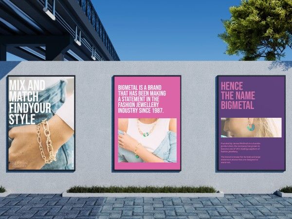 A run of posters on a hoarding.