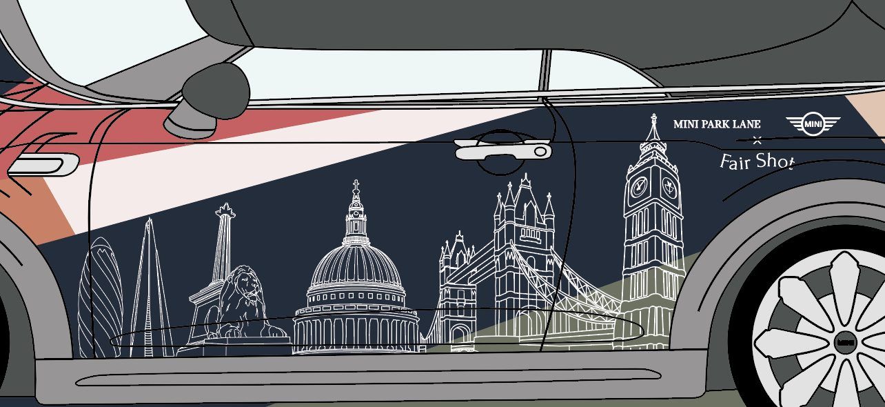 Flat artwork of the skyline band and the lockup.