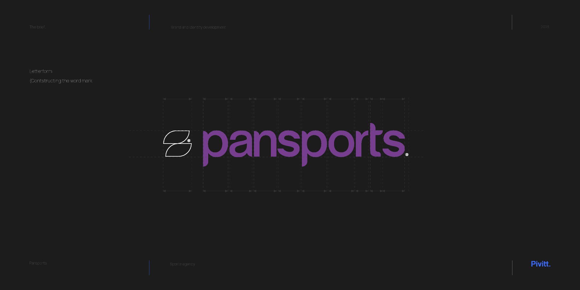 Constructing the wordmark: letterforms and spacing set on a grid.