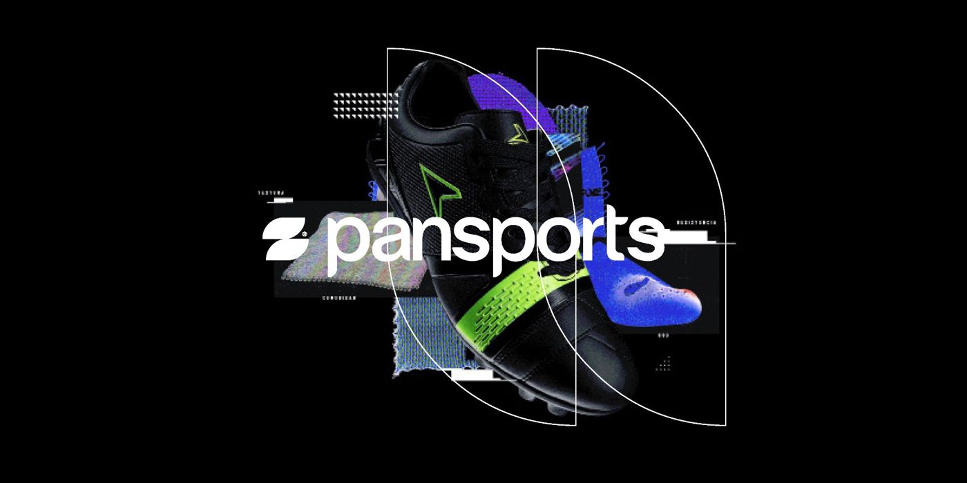 The wordmark over a football boot, with purple carried into the image.